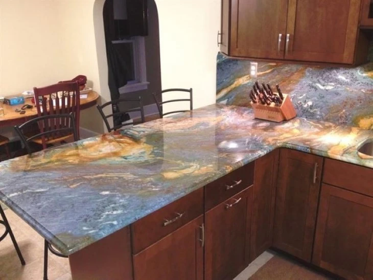 Portomare Quartzite, Blue Louis Quartzite Slabs Kitchen countertop