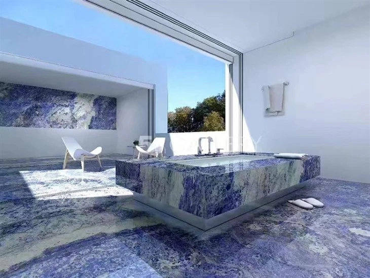 Sodalite Blue Granite bathroom flooring bathtub