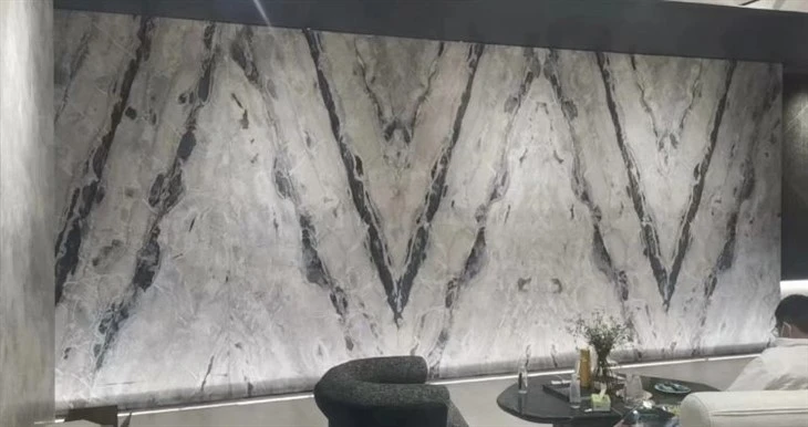 Arctic Sky Ocean Quartzite feature wall